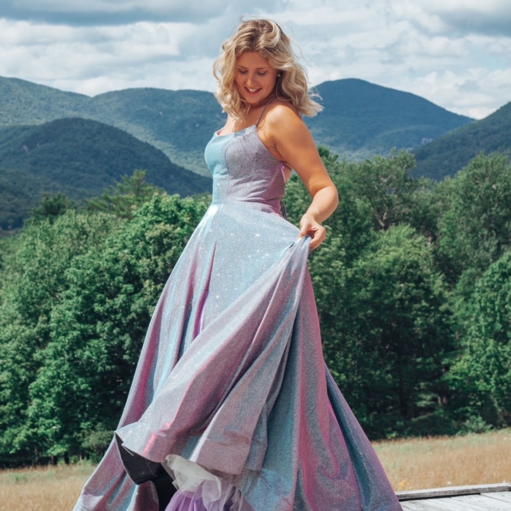Metallic Iridescent Glitter Prom Dress